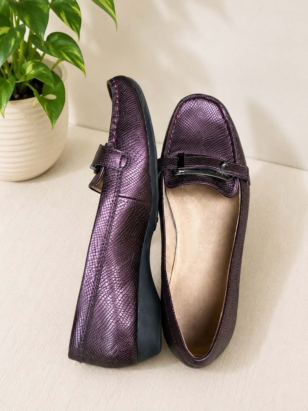 Naturalizer Giselle Purple Animal Print Slide-On Comfort Shoes Women’s Sz 8M